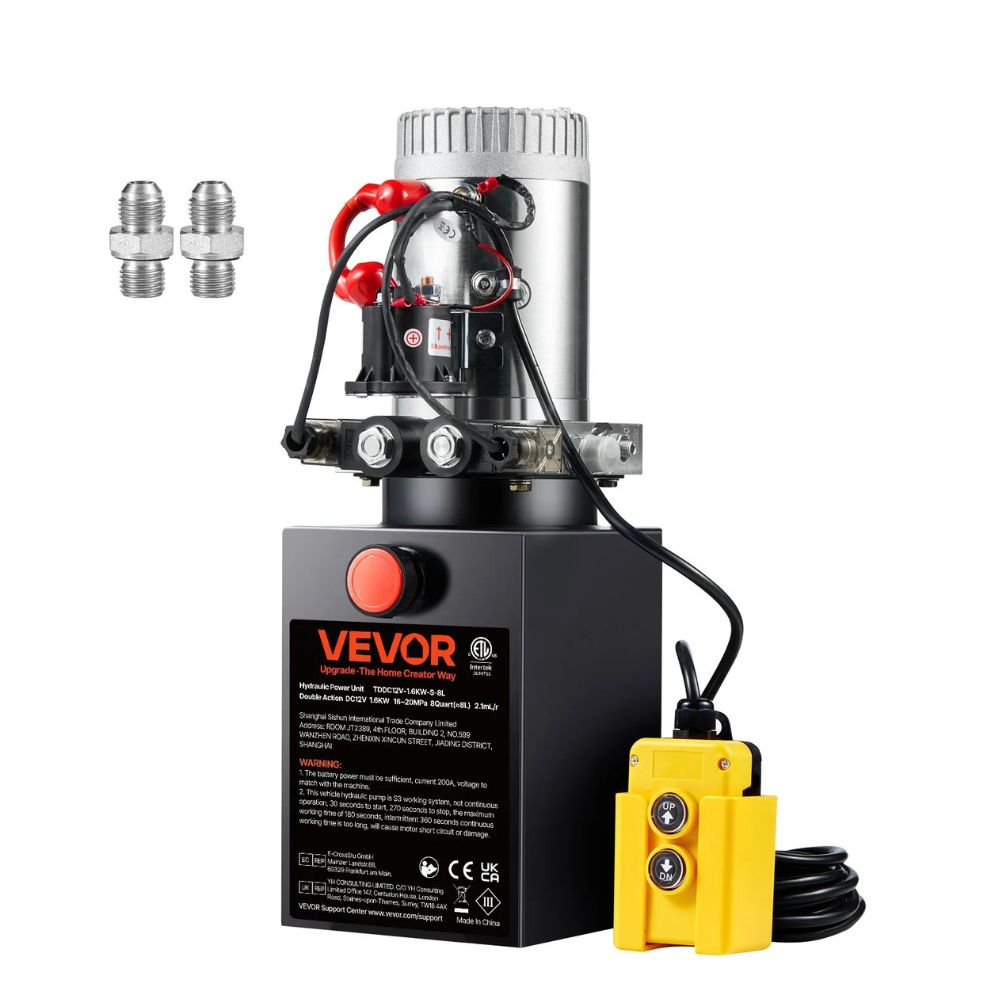 VEVOR 8-Quart Double-Acting Hydraulic Power Unit, 12V