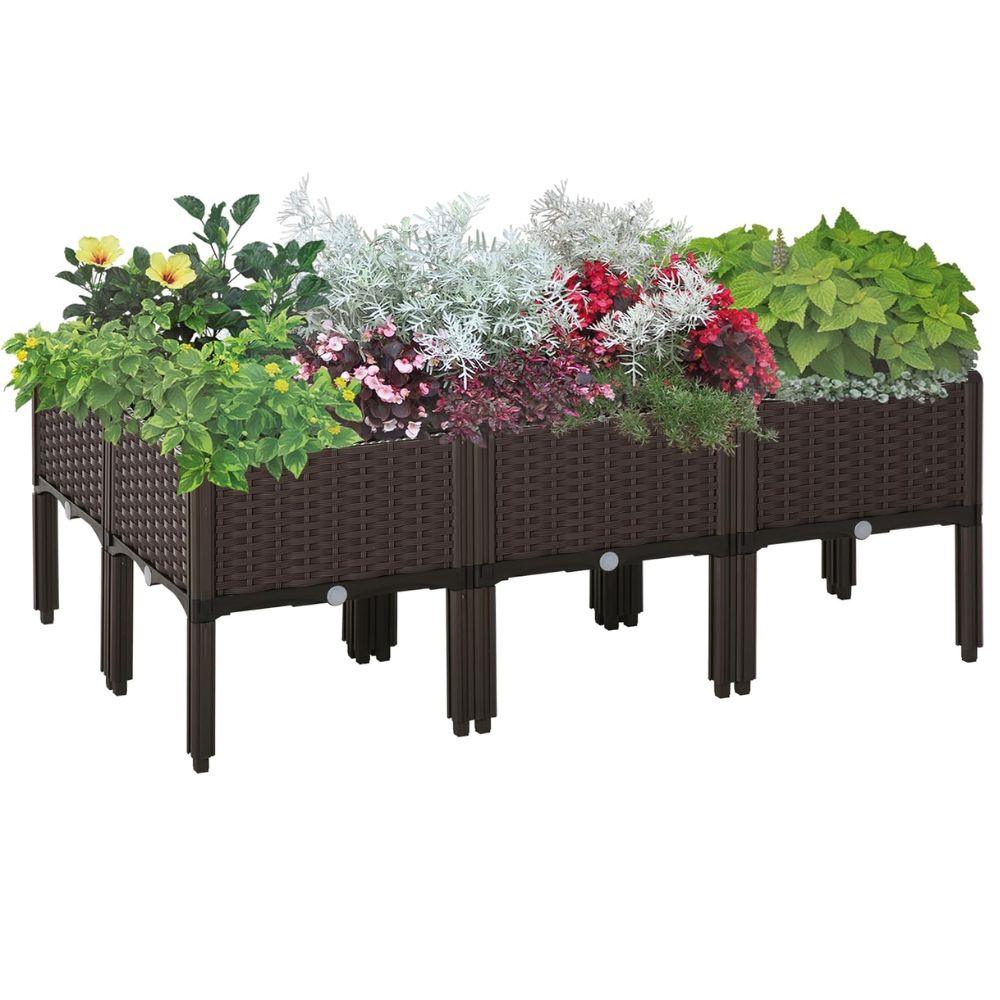 Outsunny 6-Piece Raised Garden Bed Planter Boxes with Legs