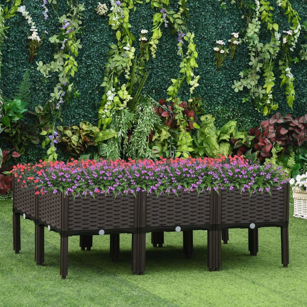 Outsunny 6-Piece Raised Garden Bed Planter Boxes with Legs
