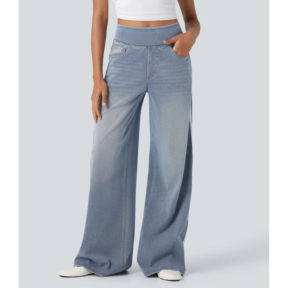 Halara Flex™ High Waisted Stripe Wide Leg Jeans with Pockets