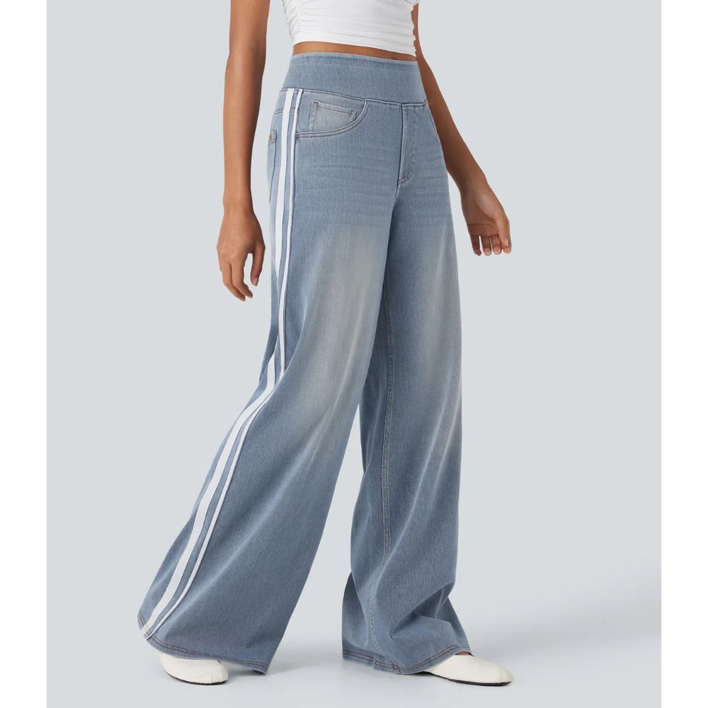 Halara Flex™ High Waisted Stripe Wide Leg Jeans with Pockets