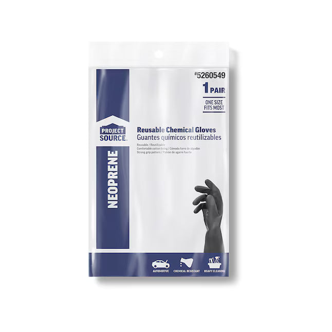 Project Source Heavy Duty One size fits all 2 -Count Textured -Grip Neoprene Reusable cleaning gloves 1 -Pairs