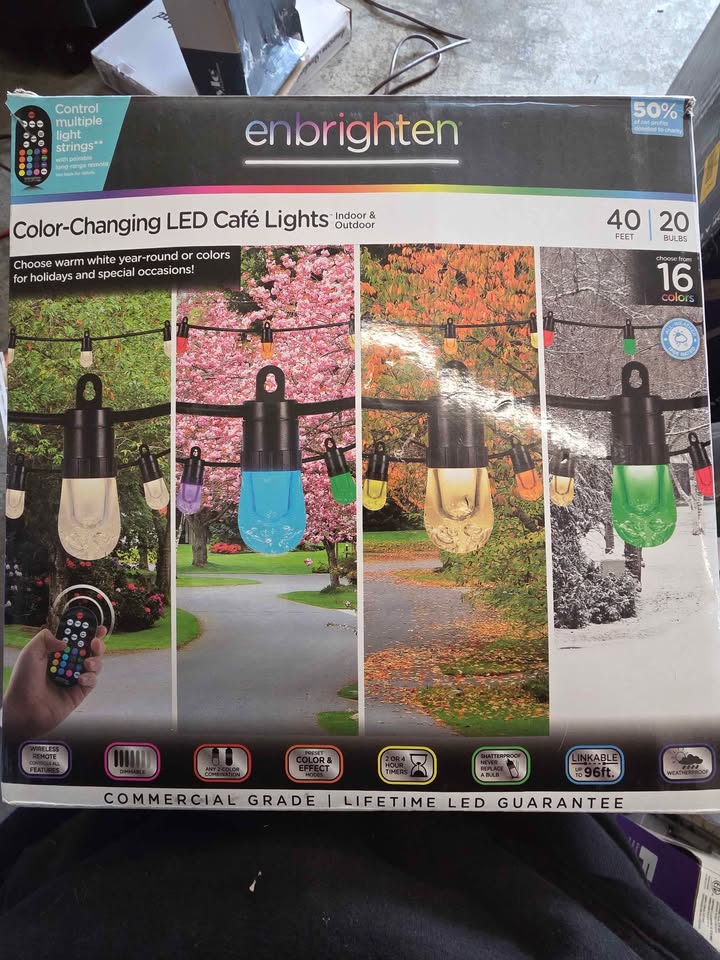 Color-Changing LED Café String Lights – NEW IN BOX