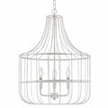 allen + roth Elmwood 3-Light Distressed White Cage Chandelier