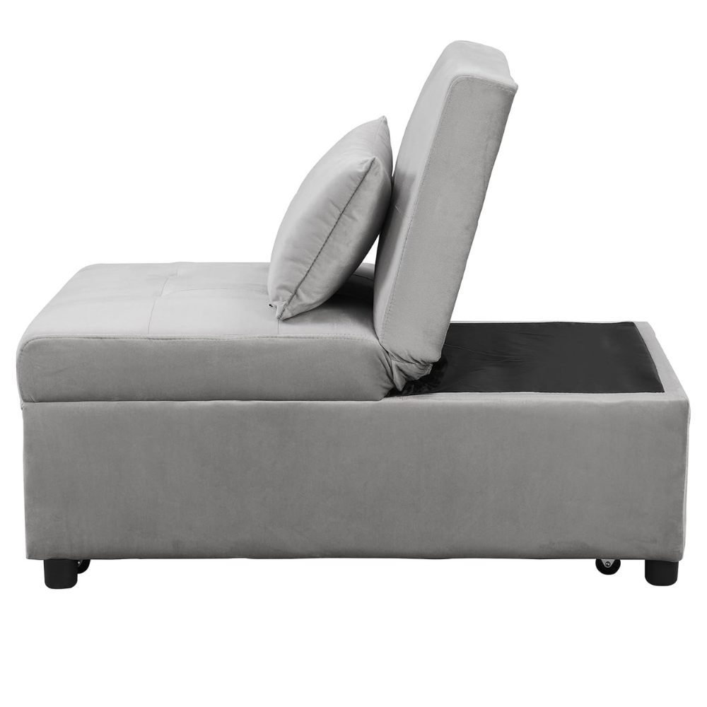 VOYAGEECO Space-Saving Ottoman Sofa Bed with Storage, Gray