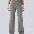 DayStretch High Waisted Straight Leg Casual Trousers with Pockets