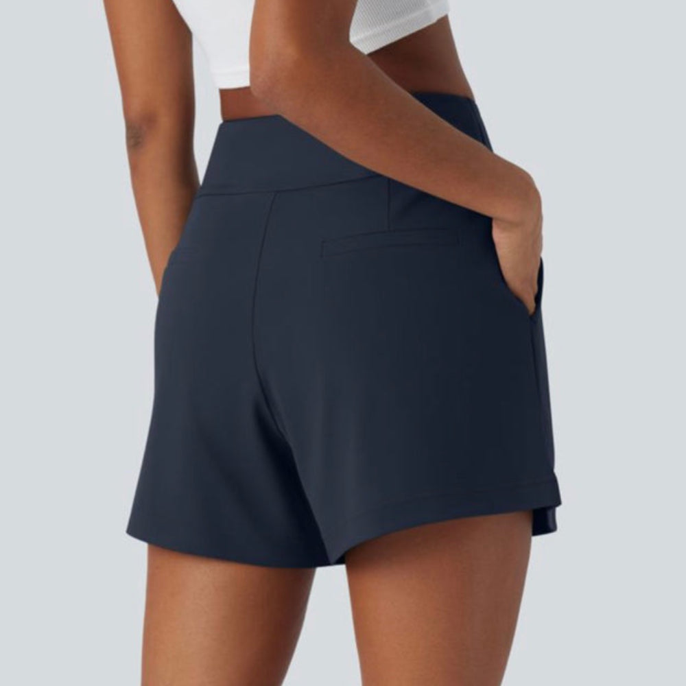 DayStretch High Waisted Work Baggy Shorts 4'' with Pockets
