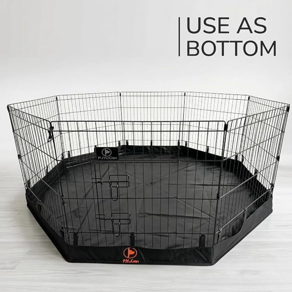 PJYuCien 8-Panel Puppy Playpen with Bottom Pad, 24" H, Black