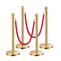 VEVOR Gold Stanchions with Red Velvet Ropes, 4-Piece Set