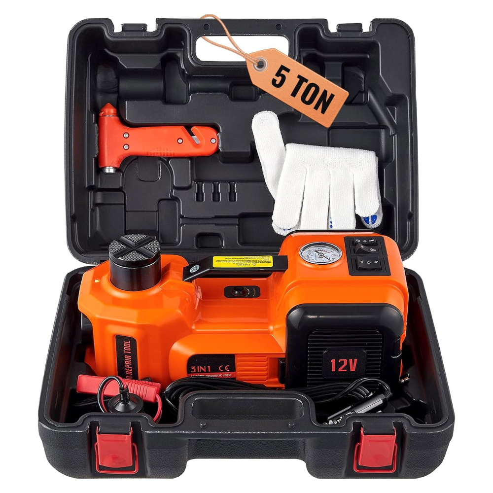 VEVOR 5-Ton Electric Hydraulic Car Jack with Inflator