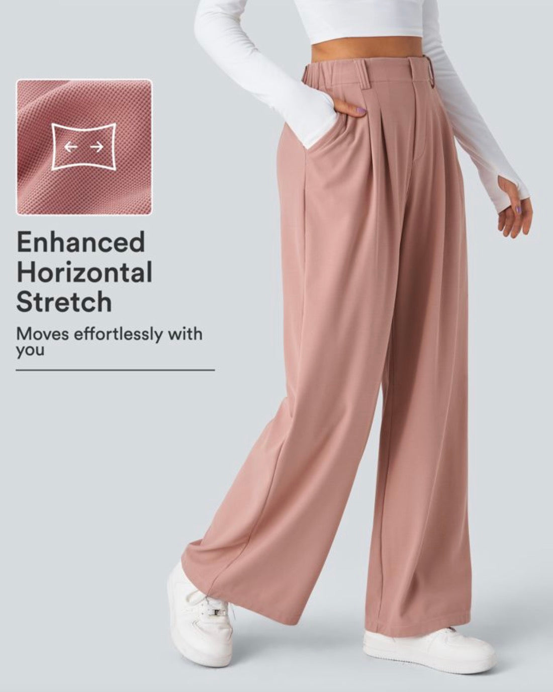 Halara Flex High Waisted Wide Leg Waffle Work Pants
