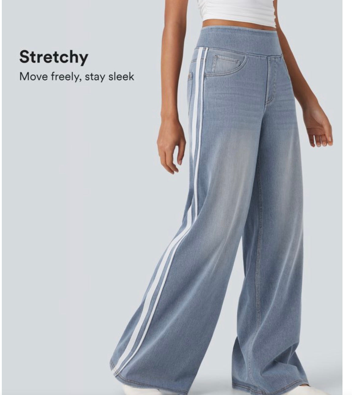 Halara Wide Leg  Soft Denim Jeans with Stripe
