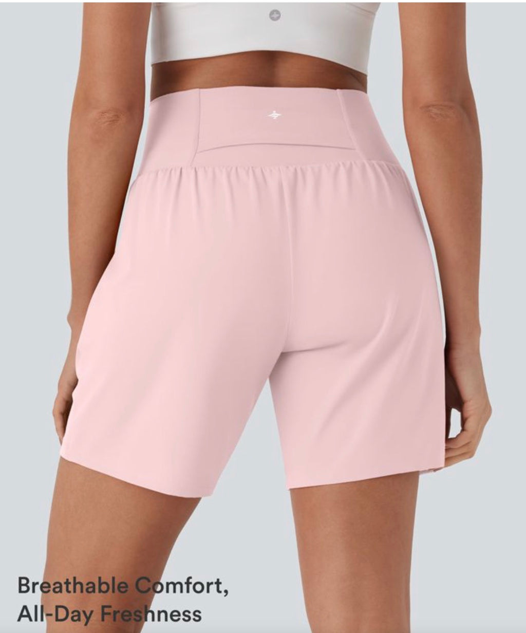 Softly zero airy super high waisted two in one instant cool yoga shorts with pockets