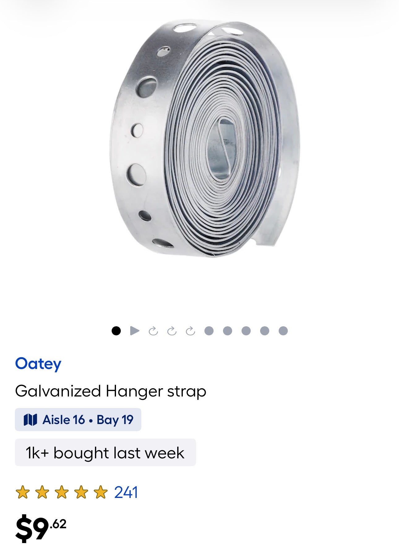Galvanized hanger strap.