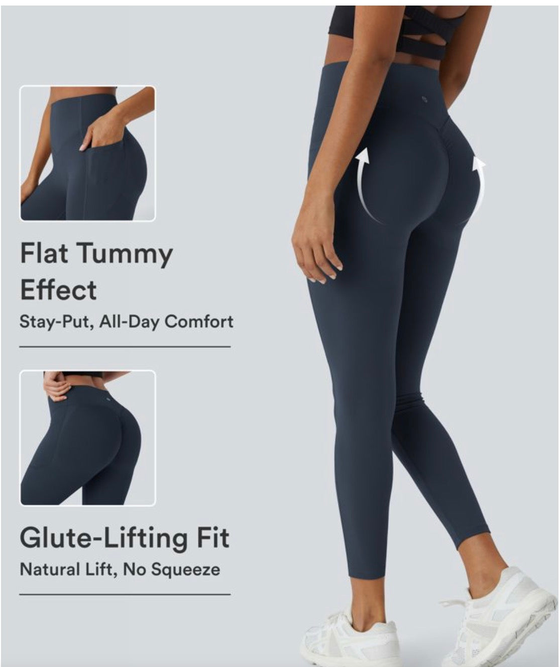 Halara UltraSculpt (tm) Highwaisted Scrunch Butt Lifting Tummy Control Leggings with Pockets
