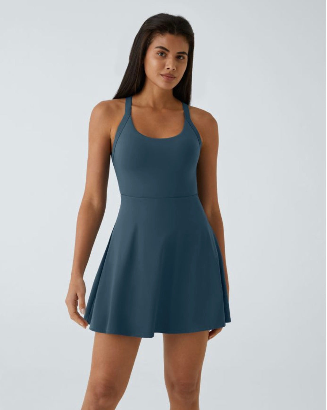 Halara SoftlyZero ￼ airy backless twisted flare low support down stress