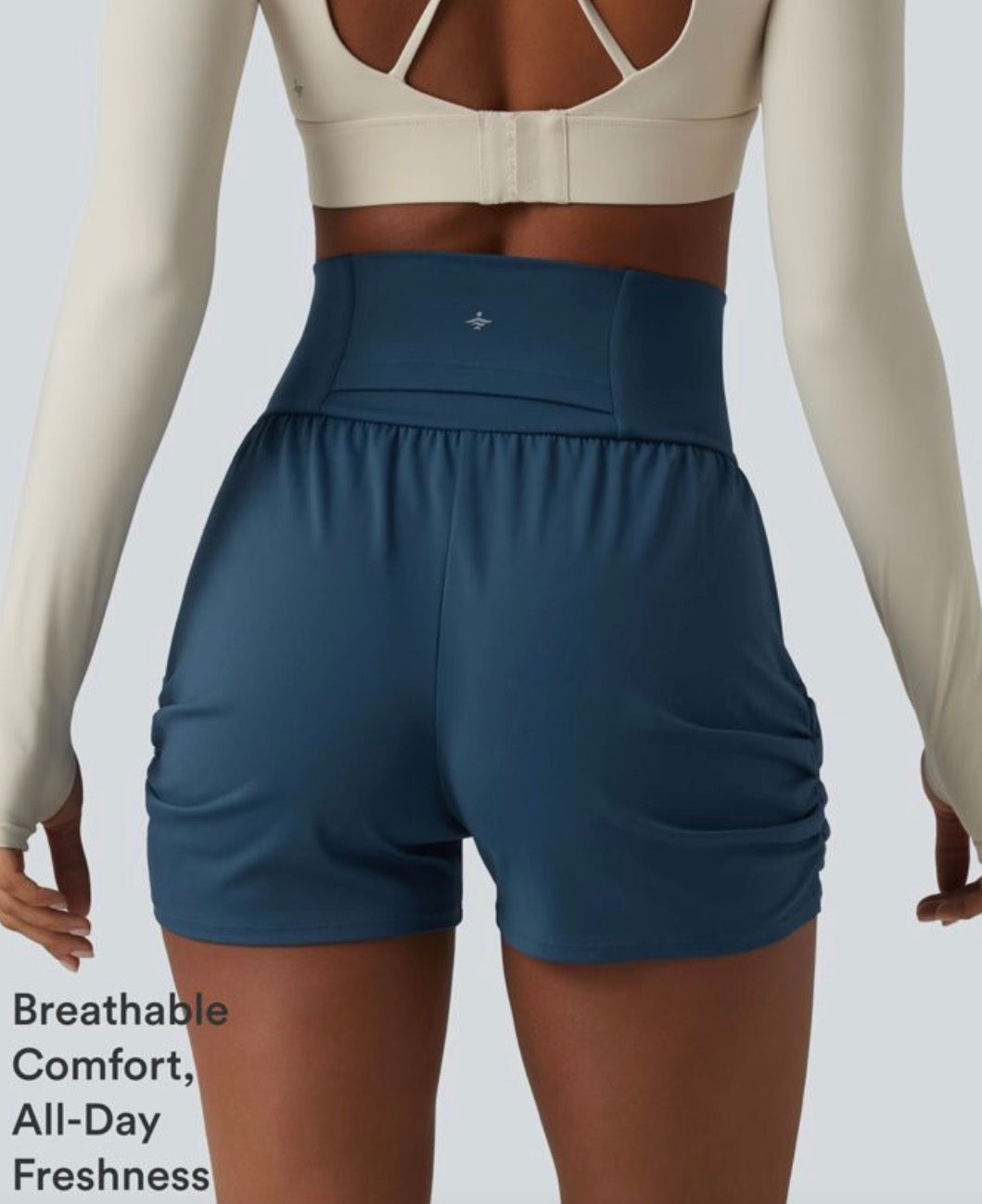 SoftlyZero Airy High waisted Ruched instant cool yoga shorts with pockets