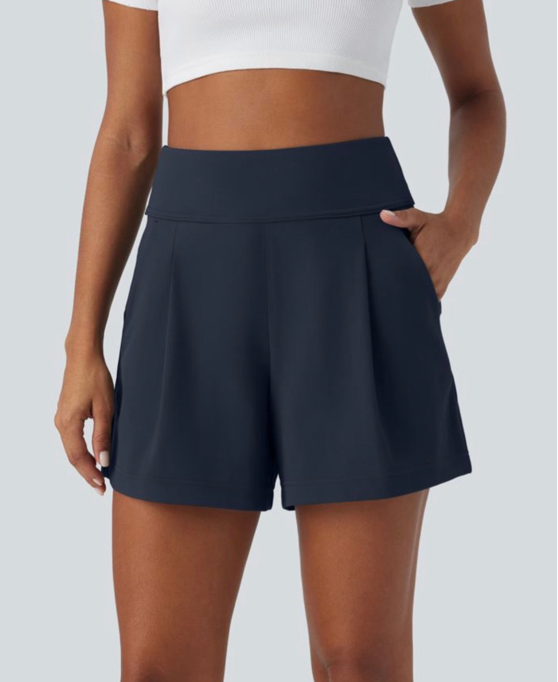 Day stretch high waisted work baggy shorts with pockets