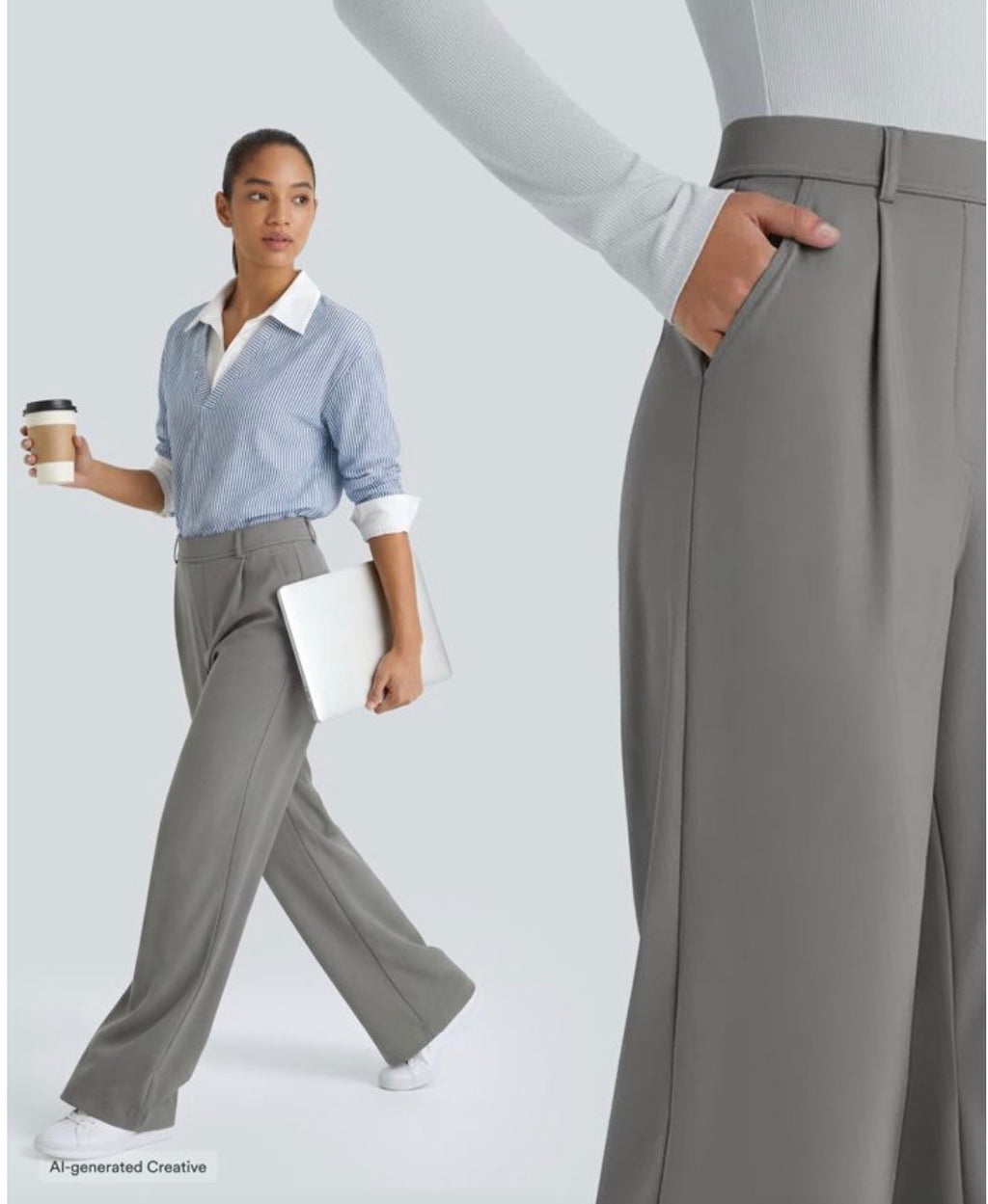 Halara Flex Daysretch High Waisted Flared Work Pants with Pockets.