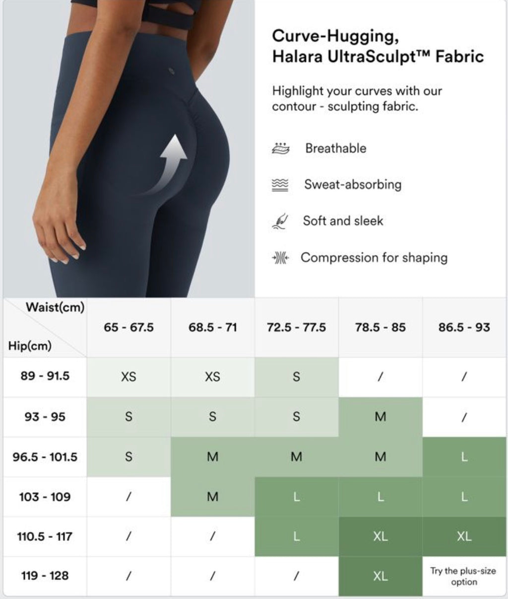 Halara Ultrasculpt (tm) Highwaisted Butt Lifting Tummy Control Leggings with Pockets.