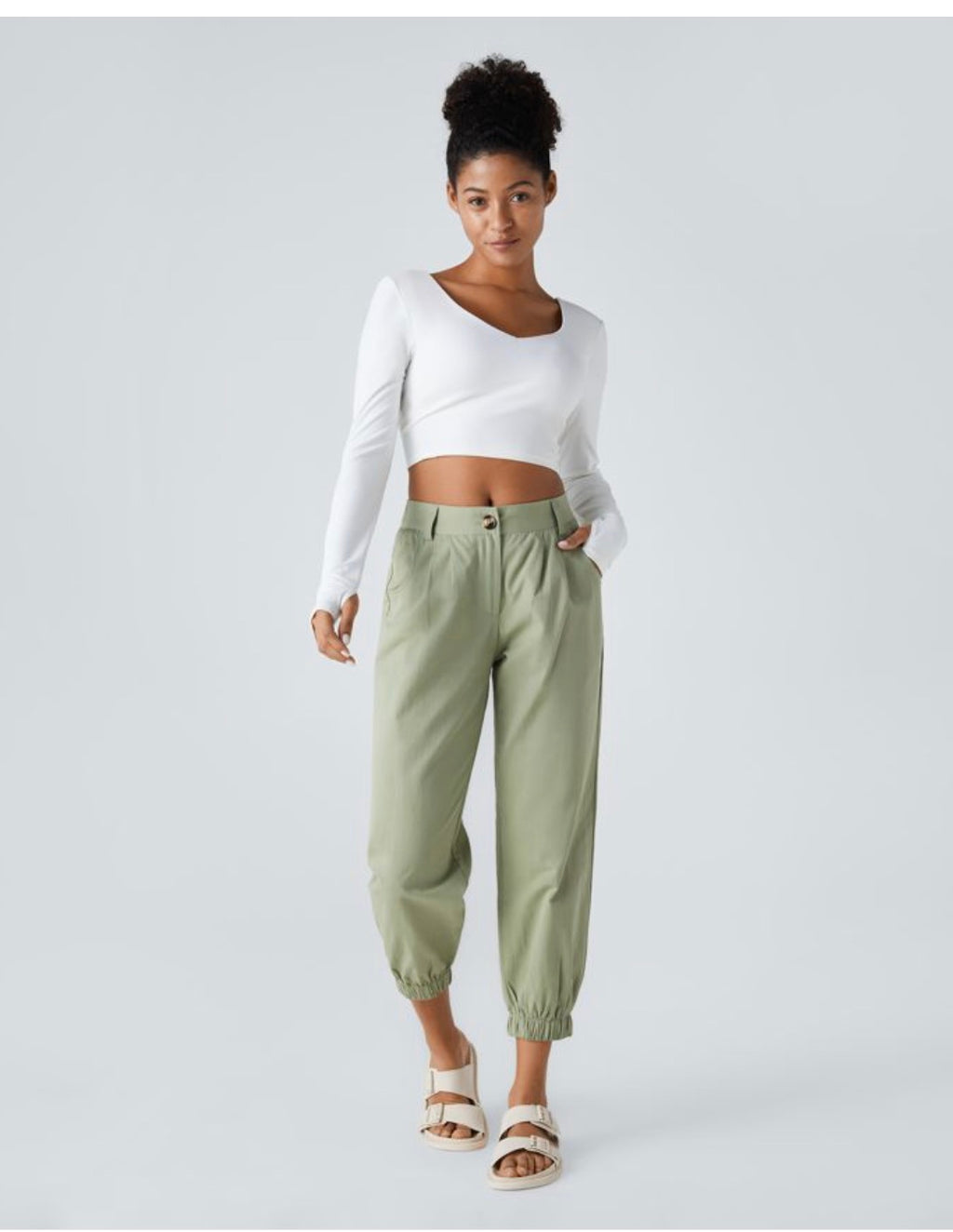 Mid Rise Casual Joggers with Pockets