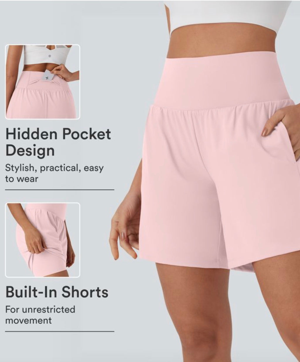Softly zero airy super high waisted two in one instant cool yoga shorts with pockets