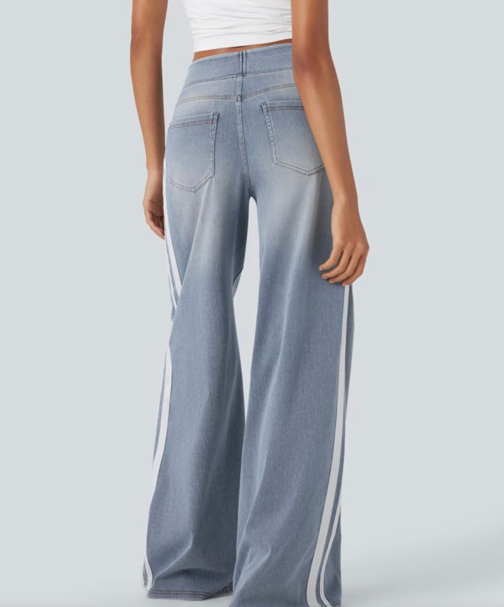 Halara Wide Leg  Soft Denim Jeans with Stripe