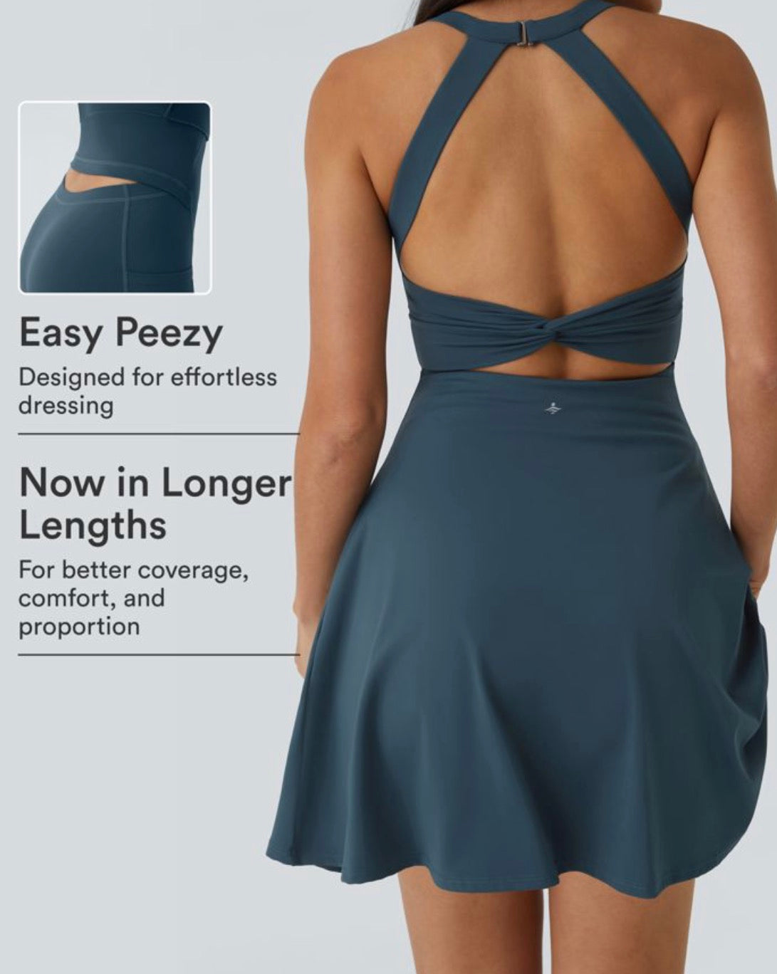 Halara SoftlyZero ￼ airy backless twisted flare low support down stress