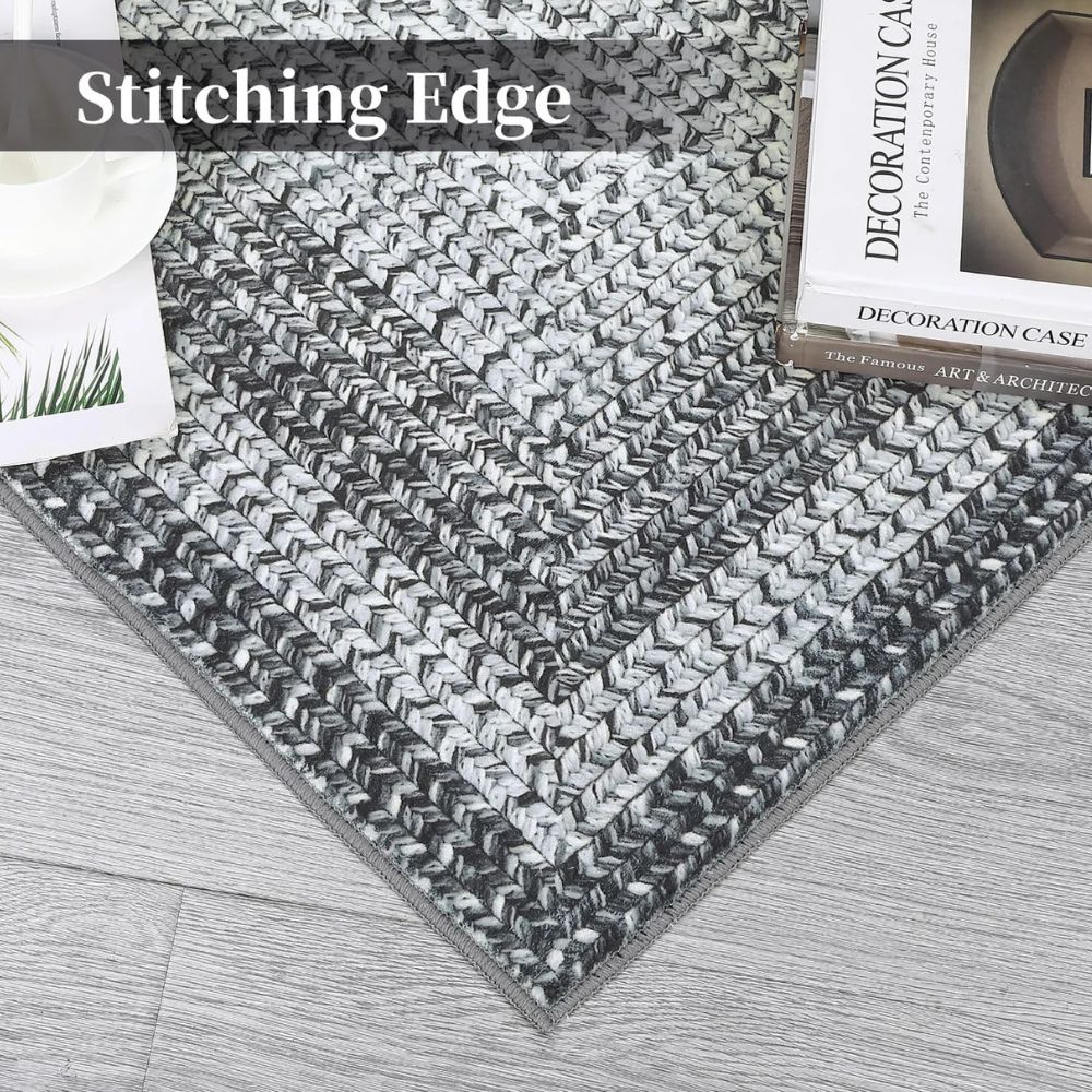 Garvee 5x7 Bordered Grey Braided Collection Area Rug
