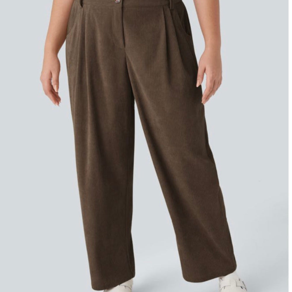 Halara Mid Rise Zipper Pocket Corduroy Casual Pants