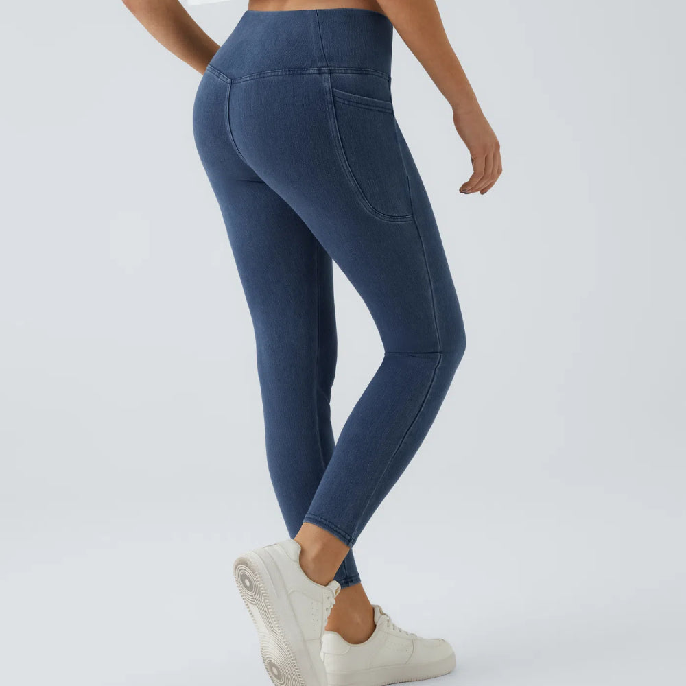 Halara Flex™ Crossover Pocket Washed Denim Leggings