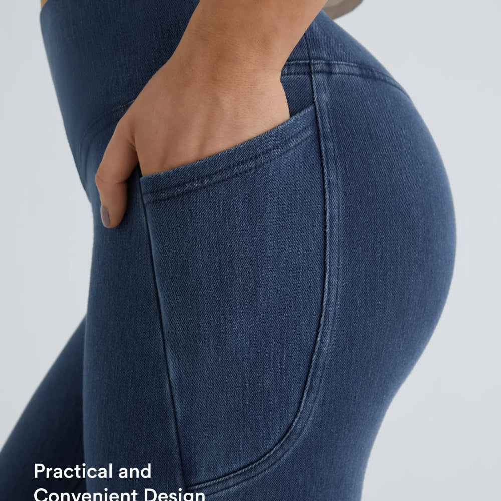 Halara Flex™ Crossover Pocket Washed Denim Leggings