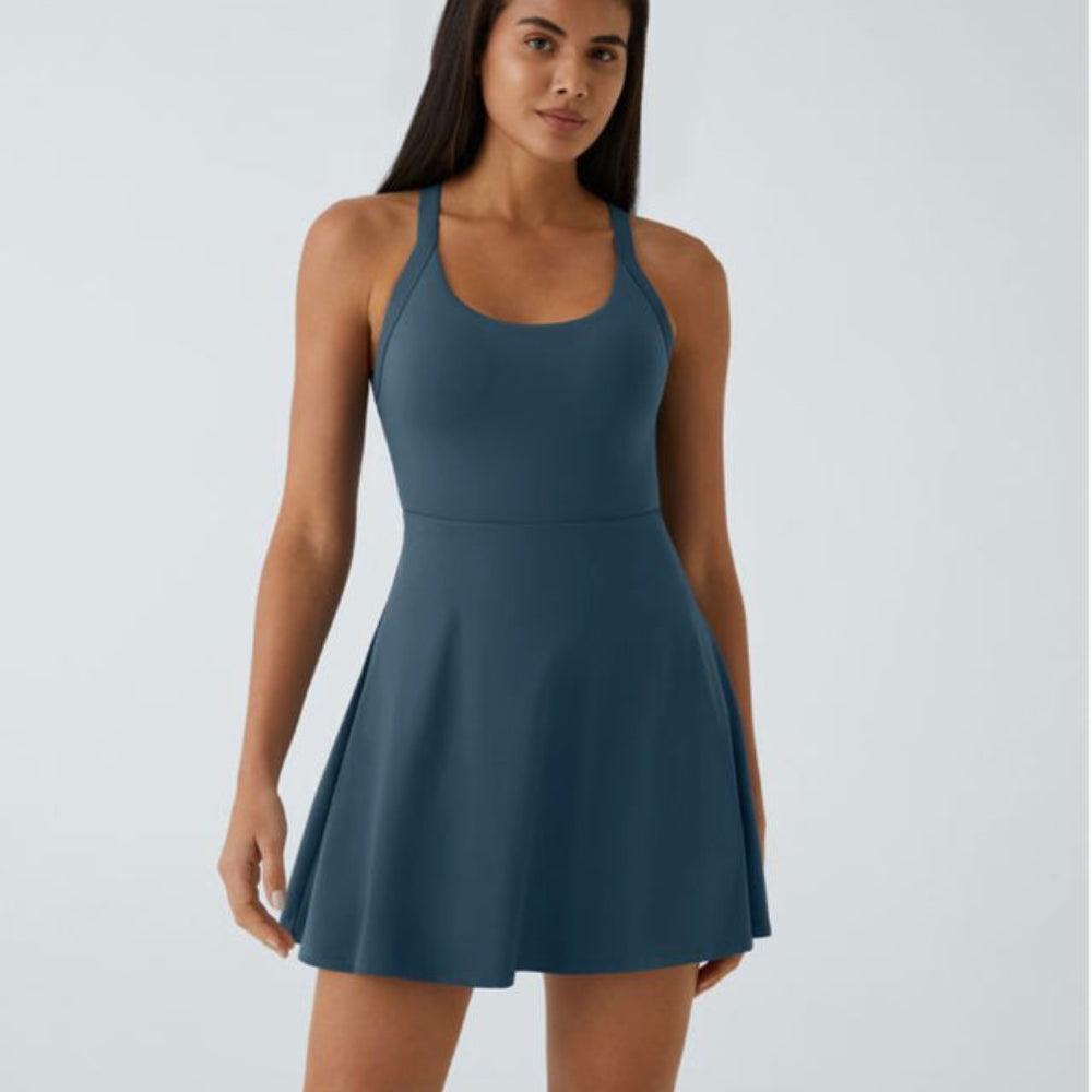 SoftlyZero™ Airy Backless Twisted Flare Active Dress