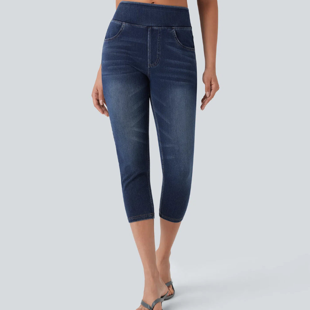 Halara Flex™ High-Waisted Denim Capri Leggings with Pockets