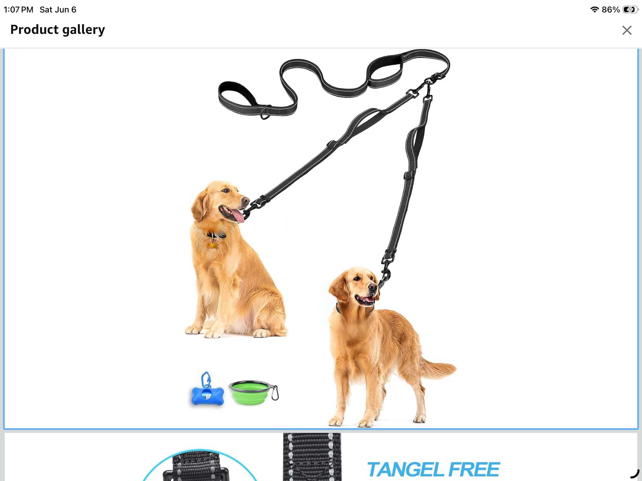 PetBonus Dual Leash w/ Waste Bags