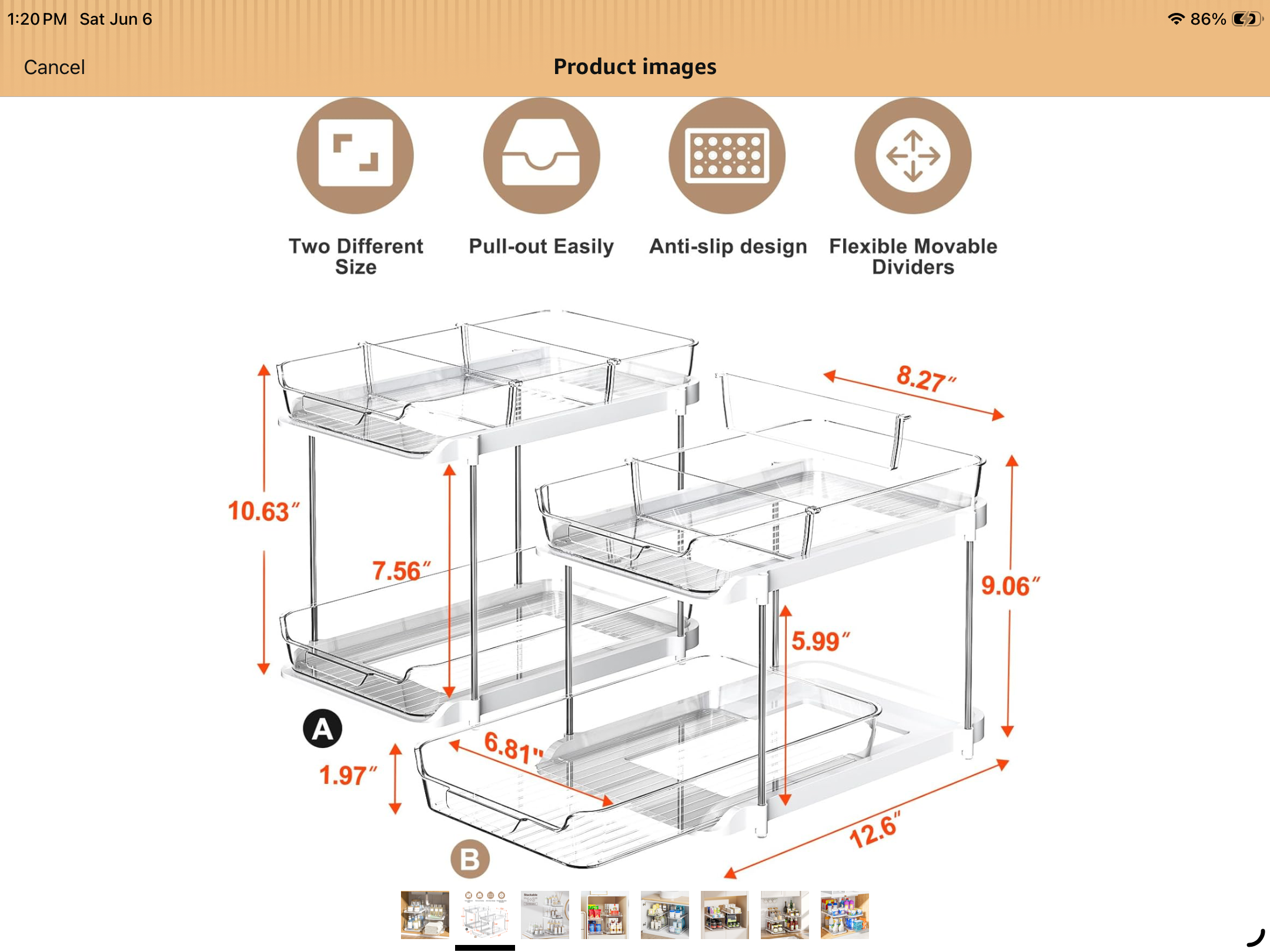Delamu 2pk 2-tier Pull-out Organizers White