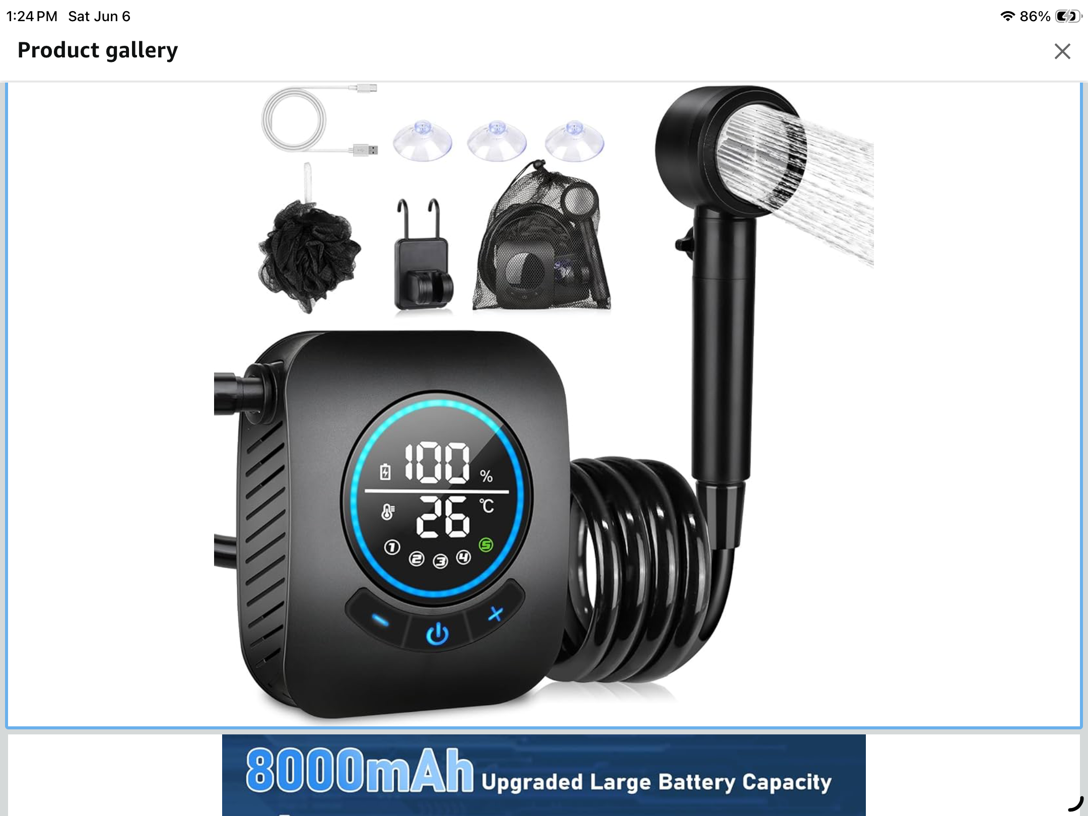 Spopal Portable Rechargeable Power Shower