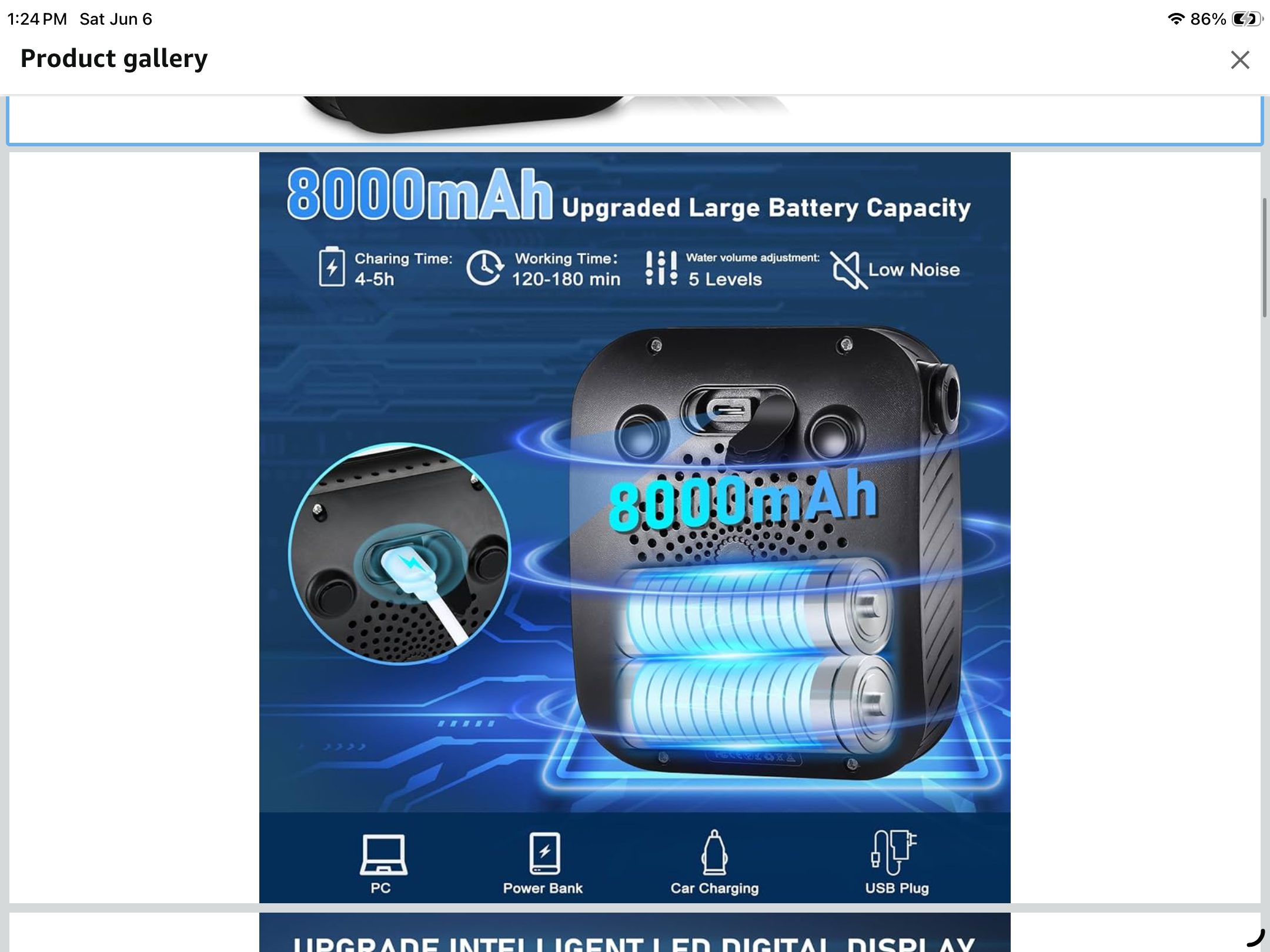 Spopal Portable Rechargeable Power Shower