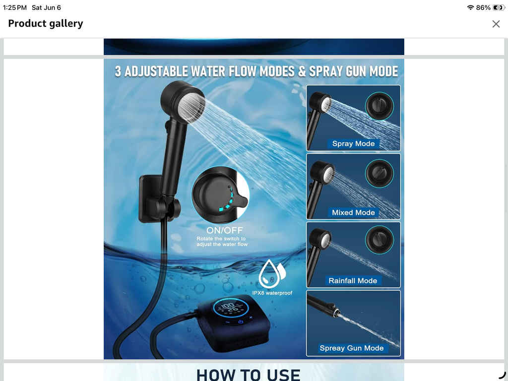 Spopal Portable Rechargeable Power Shower