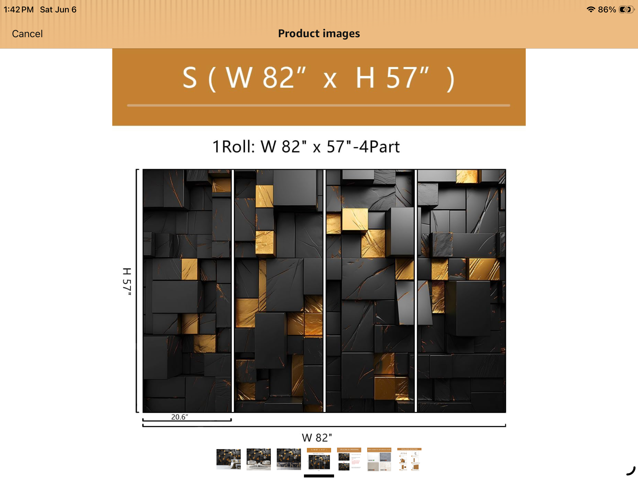 TUNDJ 82”x57” Peel and Stick Mural Wallpaper ZZ-009