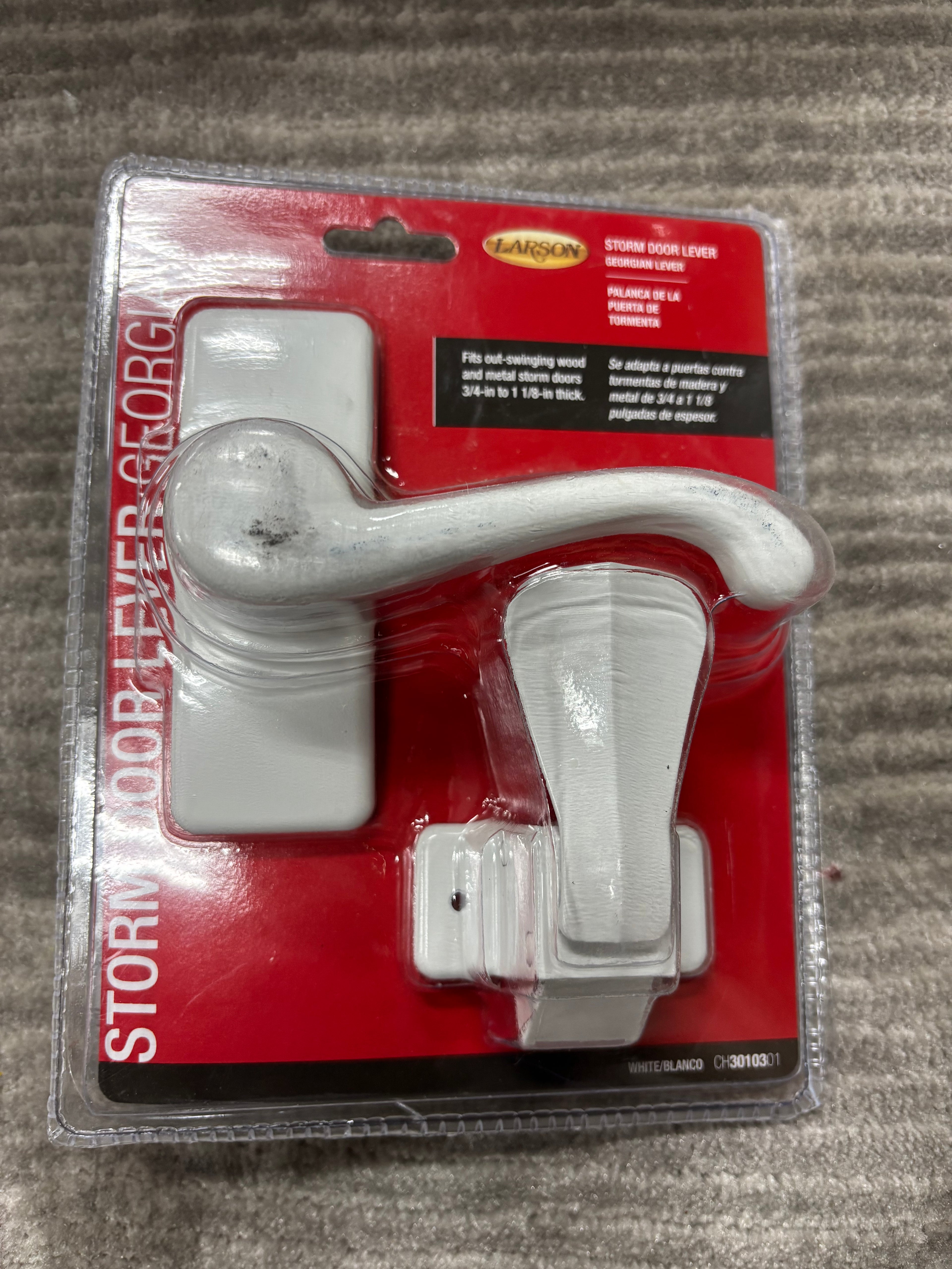 Storm door lever.