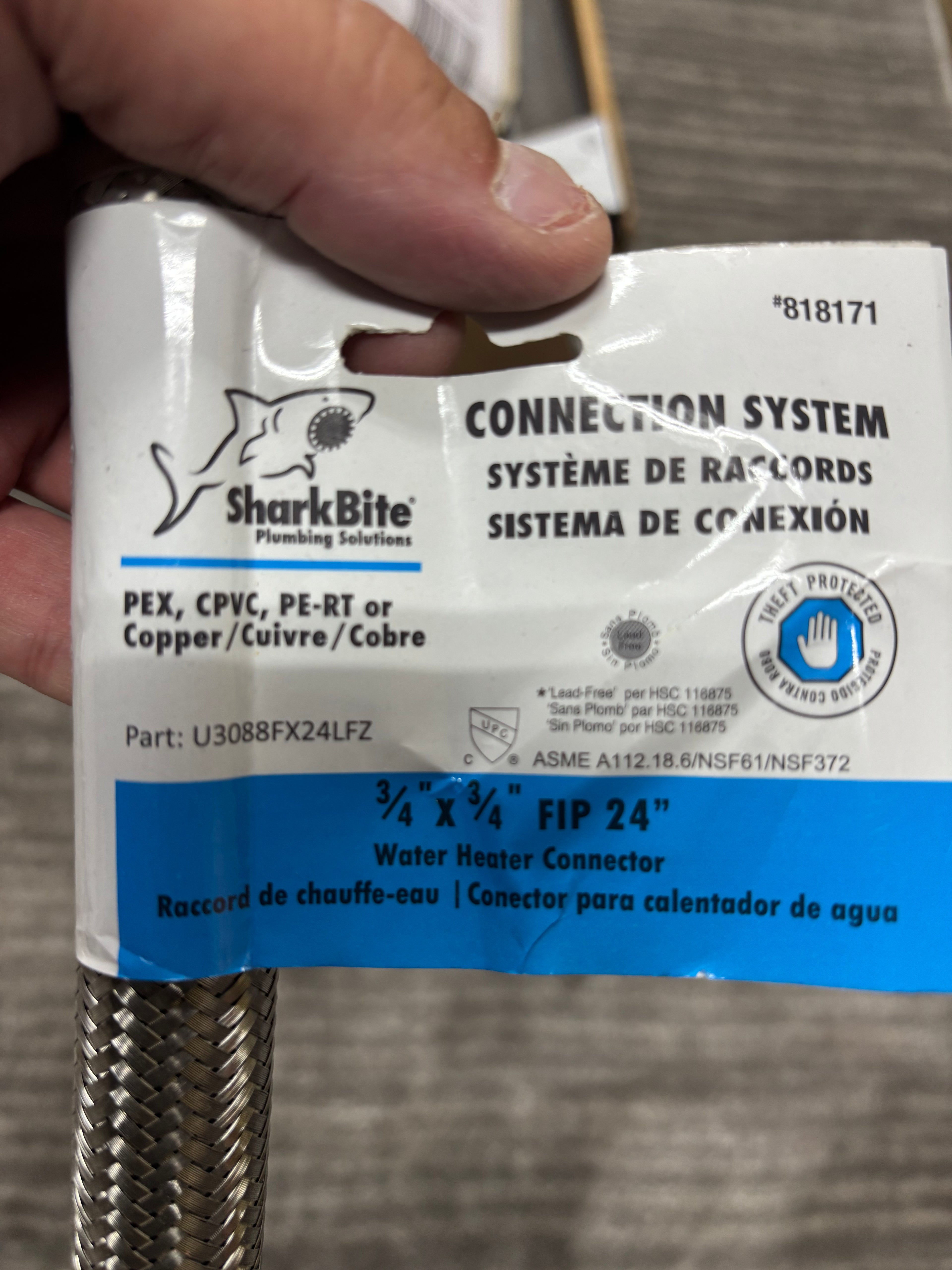 SharkBite.  Water heater connector hose