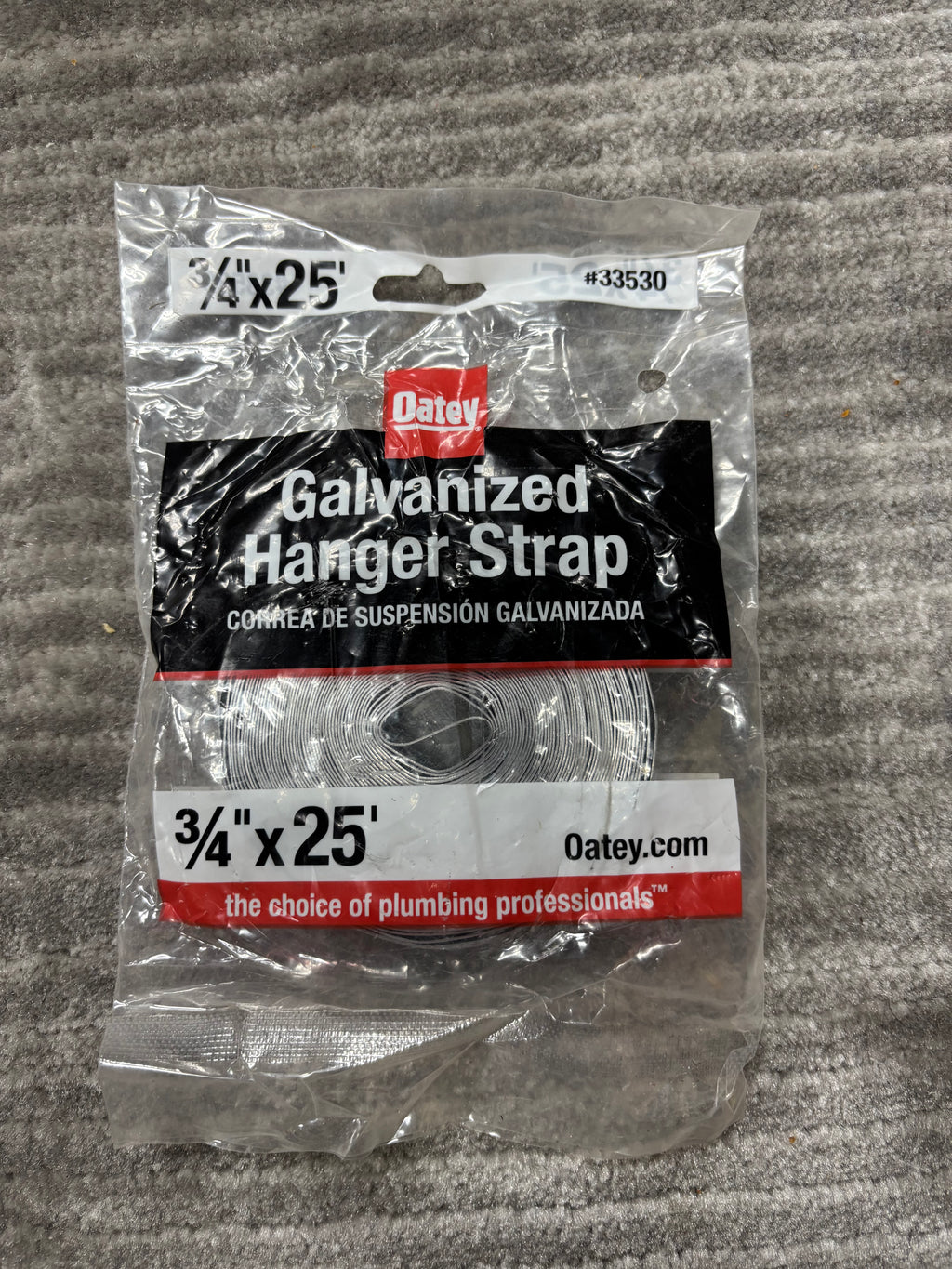 Galvanized hanger strap.