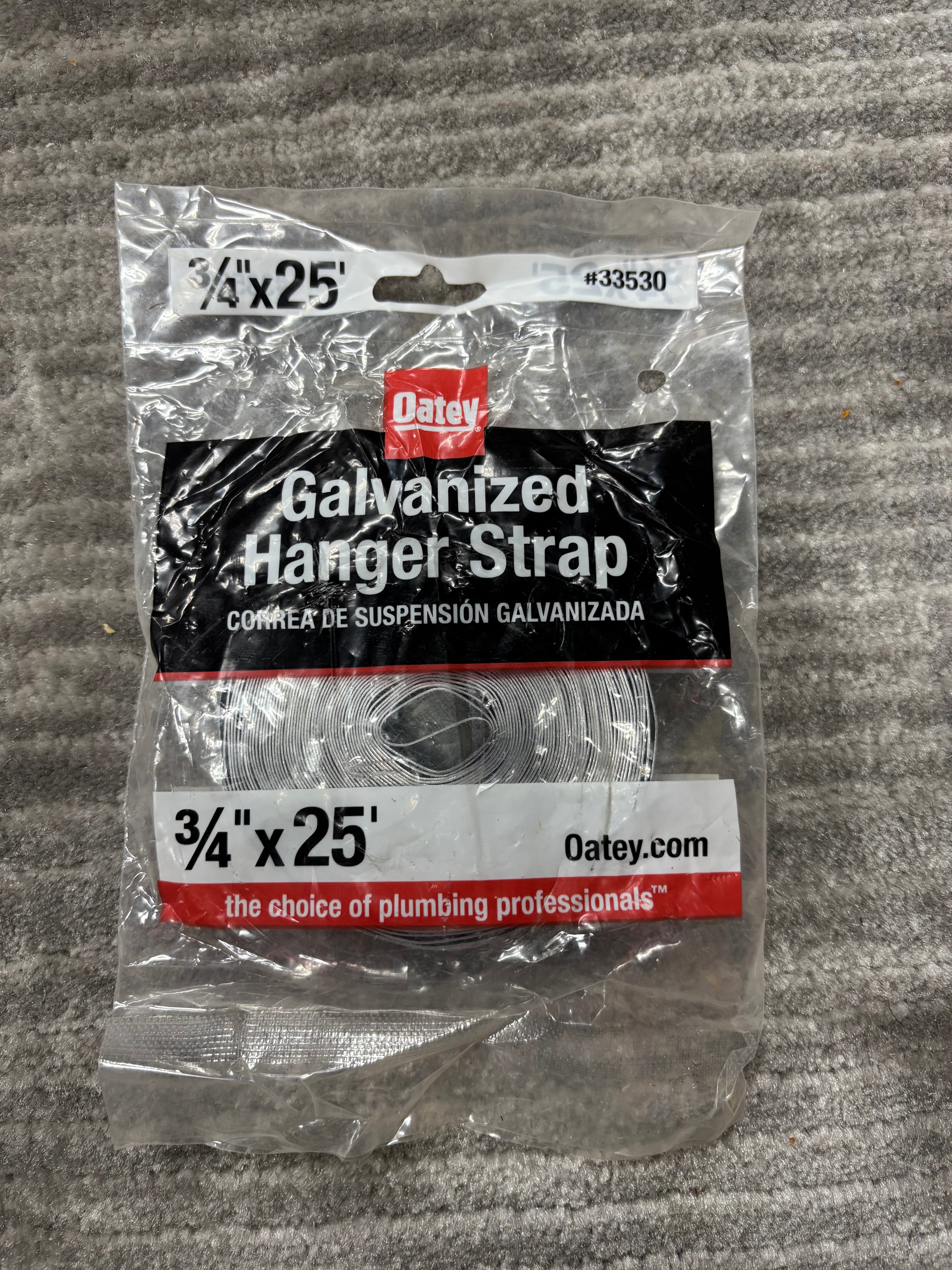 Galvanized hanger strap.