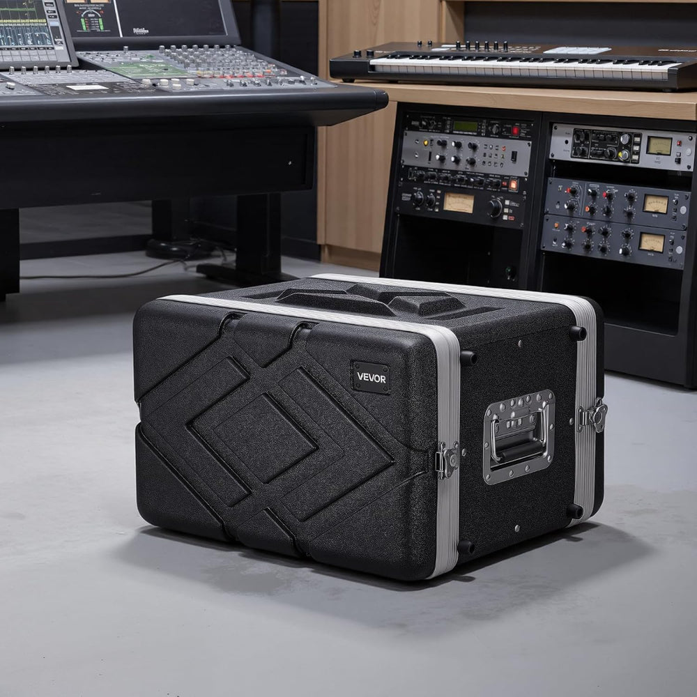 VEVOR 4U Shallow Rackmount Flight Case with Microphone Compartment