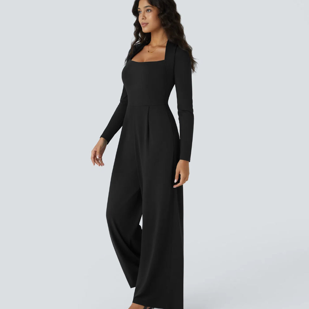 Long Sleeve Pocket Wide Leg Jumpsuit