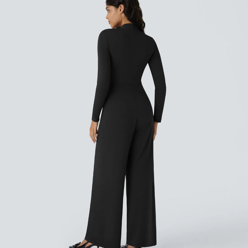 Long Sleeve Pocket Wide Leg Jumpsuit