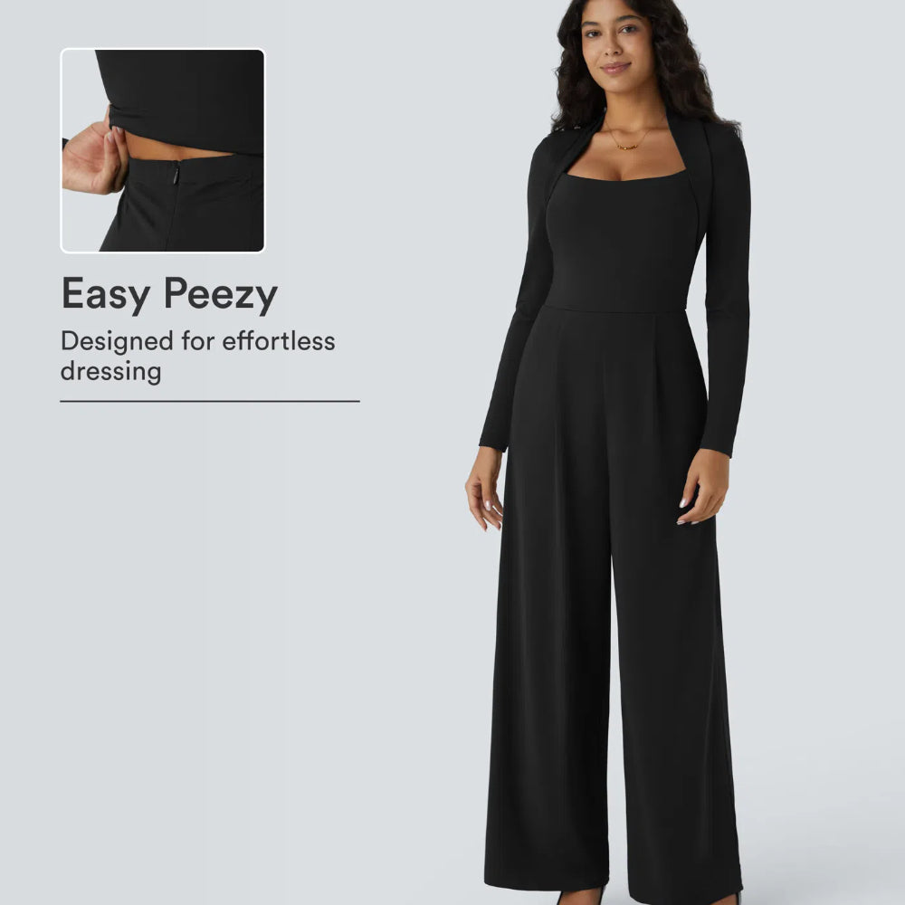 Long Sleeve Pocket Wide Leg Jumpsuit
