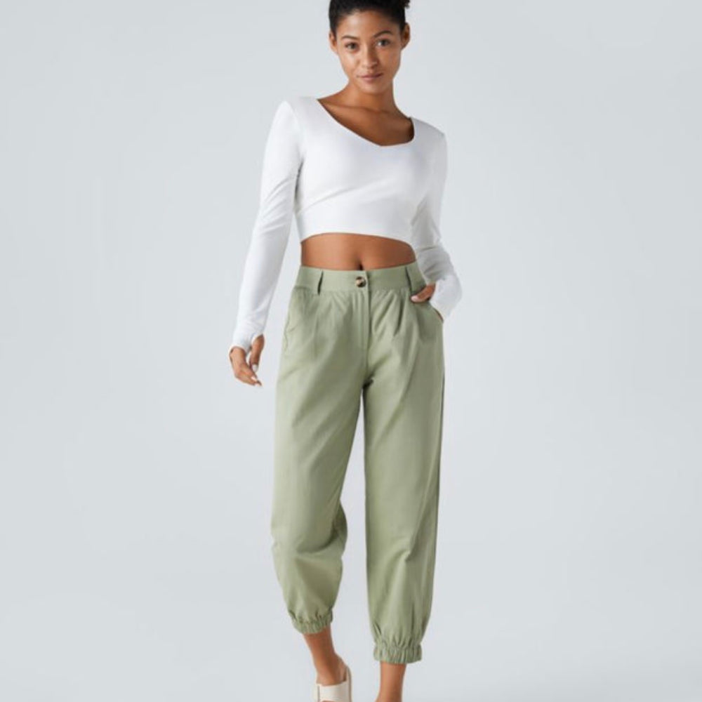 Mid Rise Casual Joggers with Pockets