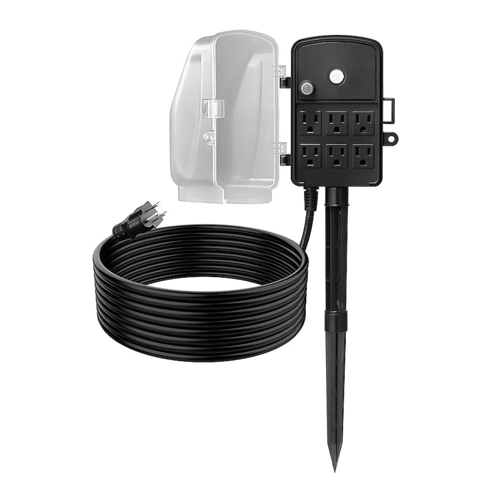 Mecale 6-Outlet Outdoor Power Stake with 15-ft Cord